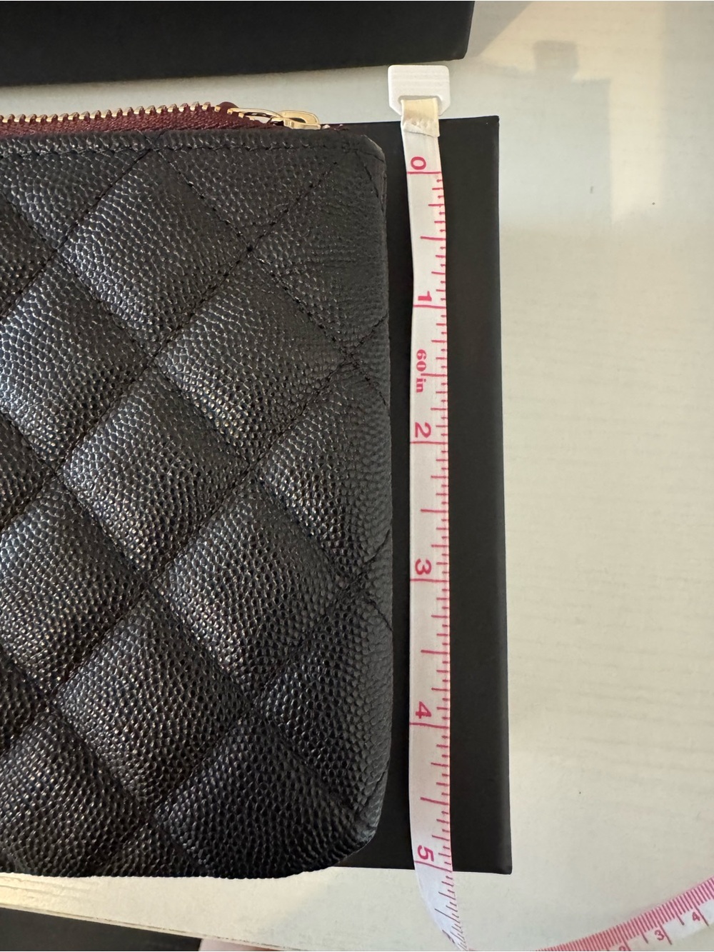 NEW Authentic CHANEL MEDIUM O-case Caviar Black Quilted zipper Pouch Wallet